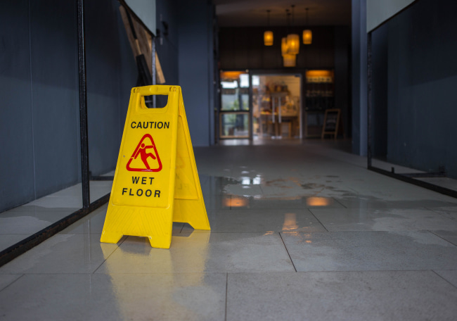 Wet floor caution sign.