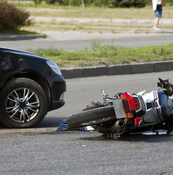 motorcycle accident on a road.